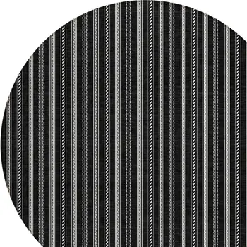 8' Black And Ivory Round Striped Washable Indoor Outdoor Area Rug