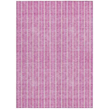 8' X 10' Blush And Ivory Striped Washable Indoor Outdoor Area Rug