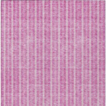 9' X 12' Blush And Ivory Striped Washable Indoor Outdoor Area Rug