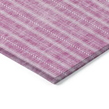 10' X 14' Blush And Ivory Striped Washable Indoor Outdoor Area Rug