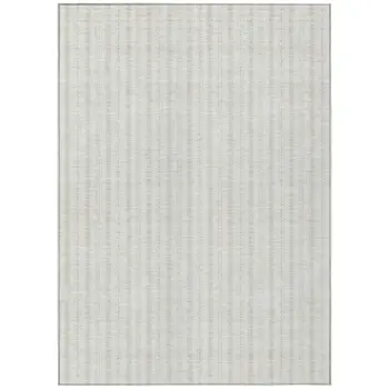 5' X 8' Ivory And Beige Striped Washable Indoor Outdoor Area Rug