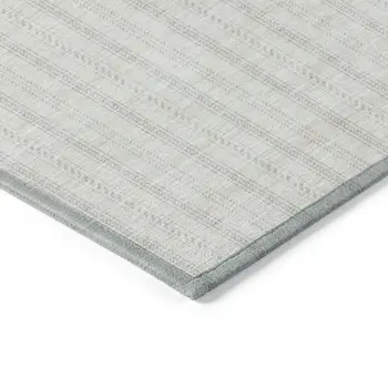 5' X 8' Ivory And Beige Striped Washable Indoor Outdoor Area Rug