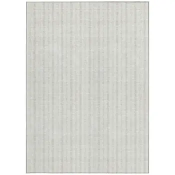 5' X 8' Ivory And Beige Striped Washable Indoor Outdoor Area Rug