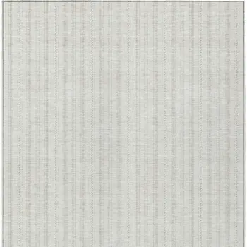 8' X 10' Ivory And Beige Striped Washable Indoor Outdoor Area Rug