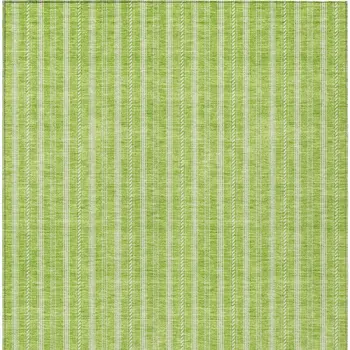 5' X 8' Lime Green And Ivory Striped Washable Indoor Outdoor Area Rug
