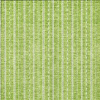 5' X 8' Lime Green And Ivory Striped Washable Indoor Outdoor Area Rug