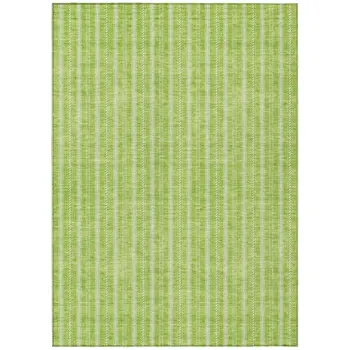 10' X 14' Lime Green And Ivory Striped Washable Indoor Outdoor Area Rug