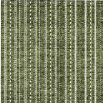 9' X 12' Olive Green And Ivory Striped Washable Indoor Outdoor Area Rug