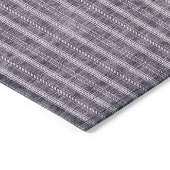 5' X 8' Purple And Ivory Striped Washable Indoor Outdoor Area Rug