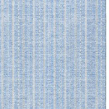 3' X 5' Sky Blue And Ivory Striped Washable Indoor Outdoor Area Rug
