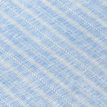 8' Sky Blue And Ivory Round Striped Washable Indoor Outdoor Area Rug