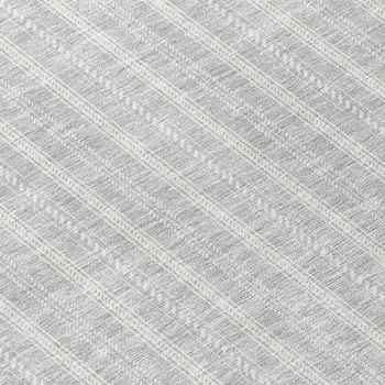 8' Silver And Ivory Round Striped Washable Indoor Outdoor Area Rug