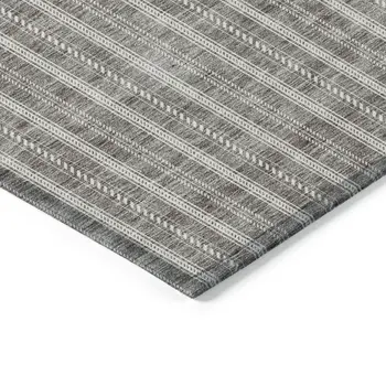 10' X 14' Taupe And Ivory Striped Washable Indoor Outdoor Area Rug