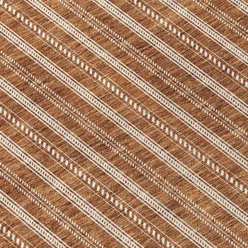 3' X 5' Terra Cotta And Ivory Striped Washable Indoor Outdoor Area Rug