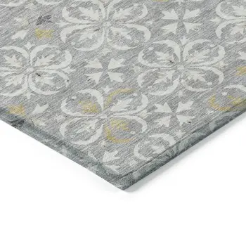 5' X 8' Gray Ivory And Brown Floral Washable Indoor Outdoor Area Rug