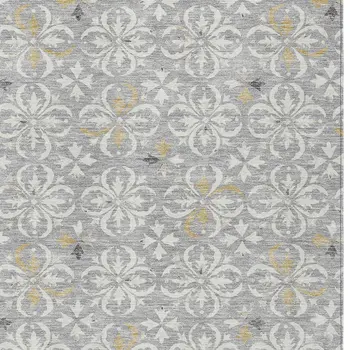 5' X 8' Gray Ivory And Brown Floral Washable Indoor Outdoor Area Rug