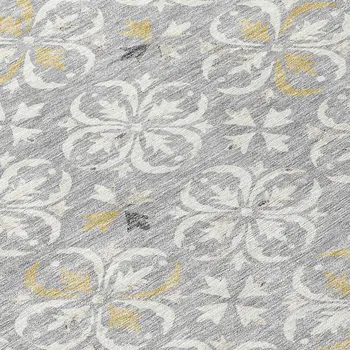 5' X 8' Gray Ivory And Brown Floral Washable Indoor Outdoor Area Rug