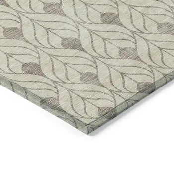 9' X 12' Beige And Taupe Geometric Washable Indoor Outdoor Area Rug
