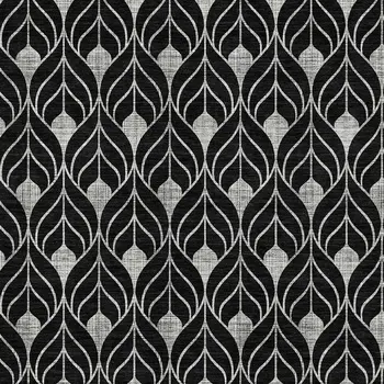 8' X 10' Black And Ivory Geometric Washable Indoor Outdoor Area Rug