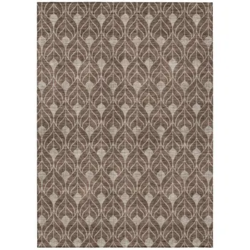 3' X 5' Brown And Beige Geometric Washable Indoor Outdoor Area Rug