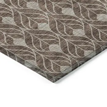 5' X 8' Brown And Beige Geometric Washable Indoor Outdoor Area Rug