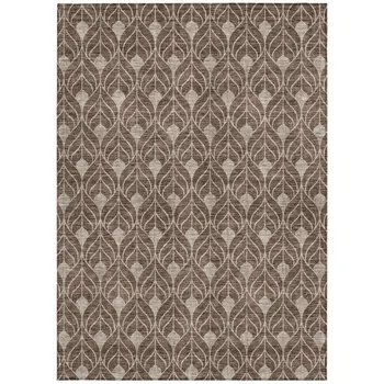 5' X 8' Brown And Beige Geometric Washable Indoor Outdoor Area Rug
