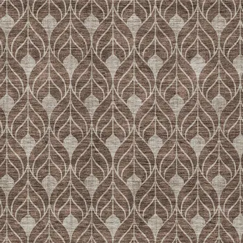 9' X 12' Brown And Beige Geometric Washable Indoor Outdoor Area Rug