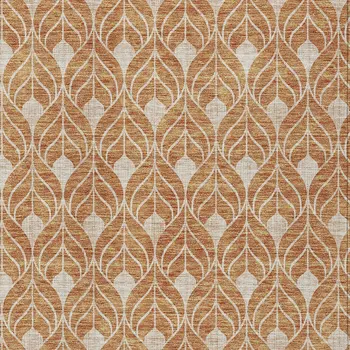 8' X 10' Copper And Beige Geometric Washable Indoor Outdoor Area Rug