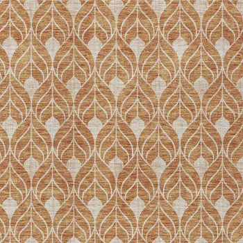 10' X 14' Copper And Beige Geometric Washable Indoor Outdoor Area Rug