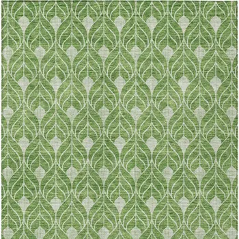 3' X 5' Green And Light Green Geometric Washable Indoor Outdoor Area Rug