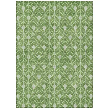 5' X 8' Green And Light Green Geometric Washable Indoor Outdoor Area Rug