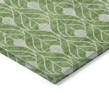 9' X 12' Green And Light Green Geometric Washable Indoor Outdoor Area Rug