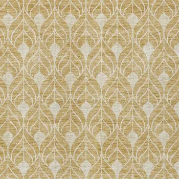 5' X 8' Gold And Ivory Geometric Washable Indoor Outdoor Area Rug