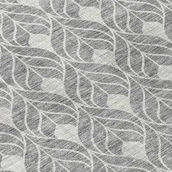 8' Gray And Light Gray Round Geometric Washable Indoor Outdoor Area Rug