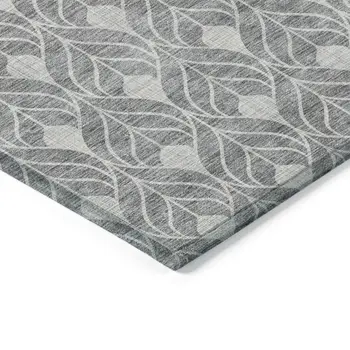9' X 12' Gray And Light Gray Geometric Washable Indoor Outdoor Area Rug