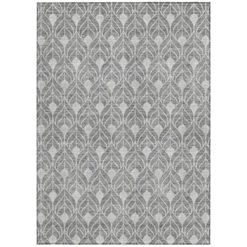 10' X 14' Gray And Light Gray Geometric Washable Indoor Outdoor Area Rug