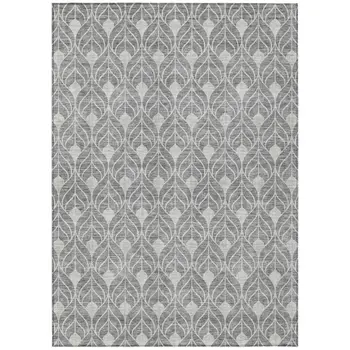 10' X 14' Gray And Light Gray Geometric Washable Indoor Outdoor Area Rug