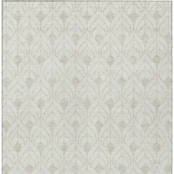 8' X 10' Ivory And Beige Geometric Washable Indoor Outdoor Area Rug