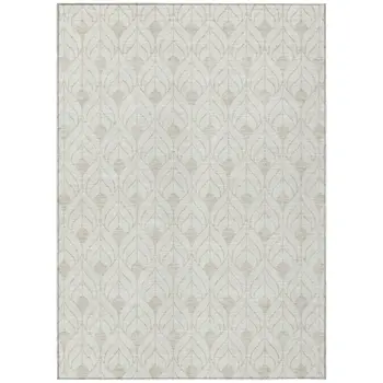 8' X 10' Ivory And Beige Geometric Washable Indoor Outdoor Area Rug