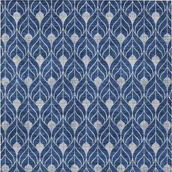 8' X 10' Navy Blue And Ivory Geometric Washable Indoor Outdoor Area Rug