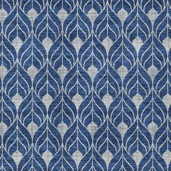 8' X 10' Navy Blue And Ivory Geometric Washable Indoor Outdoor Area Rug