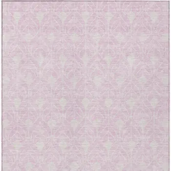 8' X 10' Pink And Ivory Geometric Washable Indoor Outdoor Area Rug