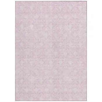 10' X 14' Pink And Ivory Geometric Washable Indoor Outdoor Area Rug
