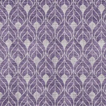 3' X 5' Purple And Ivory Geometric Washable Indoor Outdoor Area Rug
