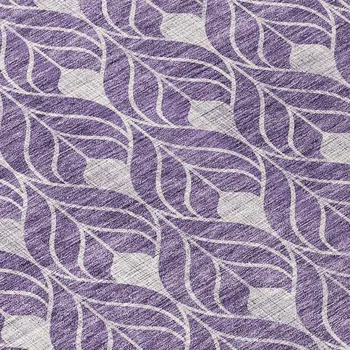 8' Purple And Ivory Round Geometric Washable Indoor Outdoor Area Rug