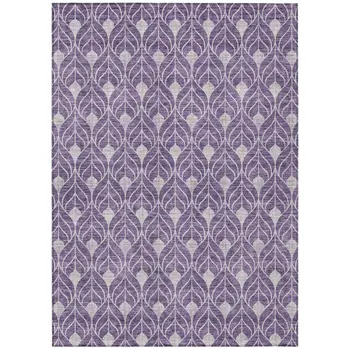 10' X 14' Purple And Ivory Geometric Washable Indoor Outdoor Area Rug