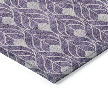 10' X 14' Purple And Ivory Geometric Washable Indoor Outdoor Area Rug