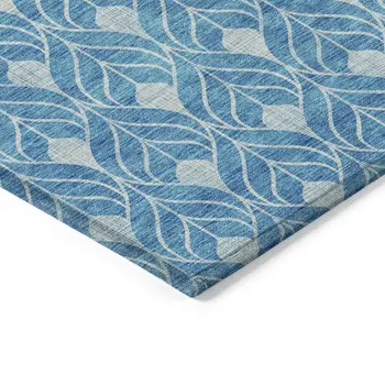 8' X 10' Teal Blue And Ivory Geometric Washable Indoor Outdoor Area Rug