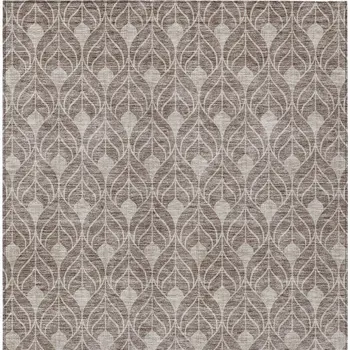 3' X 5' Taupe And Beige Geometric Washable Indoor Outdoor Area Rug