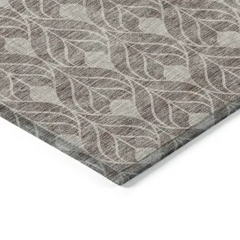 9' X 12' Taupe And Beige Geometric Washable Indoor Outdoor Area Rug